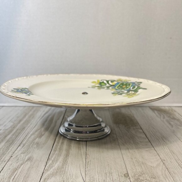 Vintage Single Tier Cake Stand Weather by Hanley England Royal Falcon Ware - Picture 2 of 5